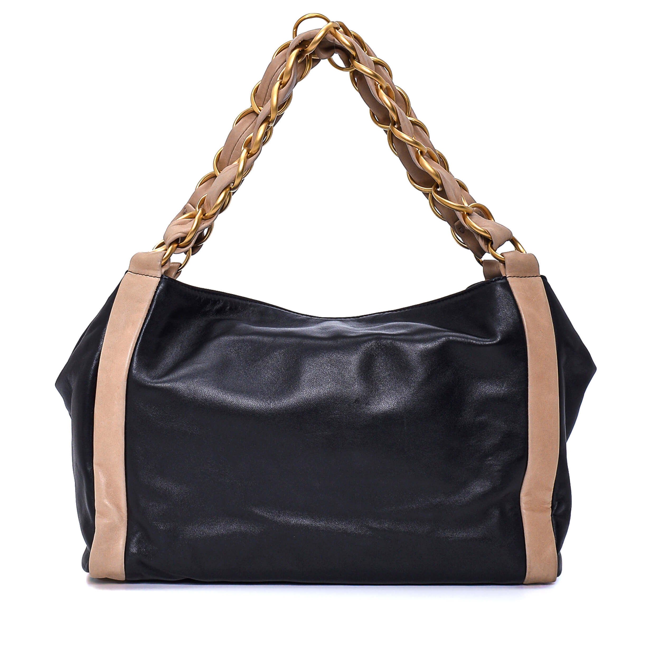 Chanel - Black&Beige Lambskin Leather CC Shoulder Bag